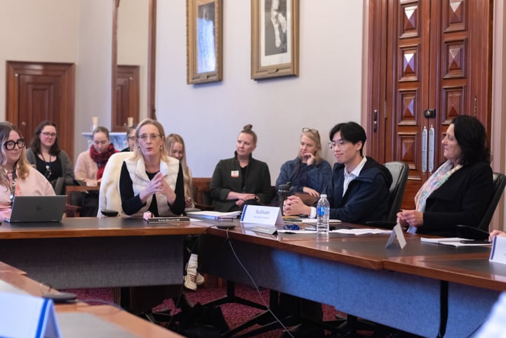 Cindy McLeish MP talking with representatives from headspace.