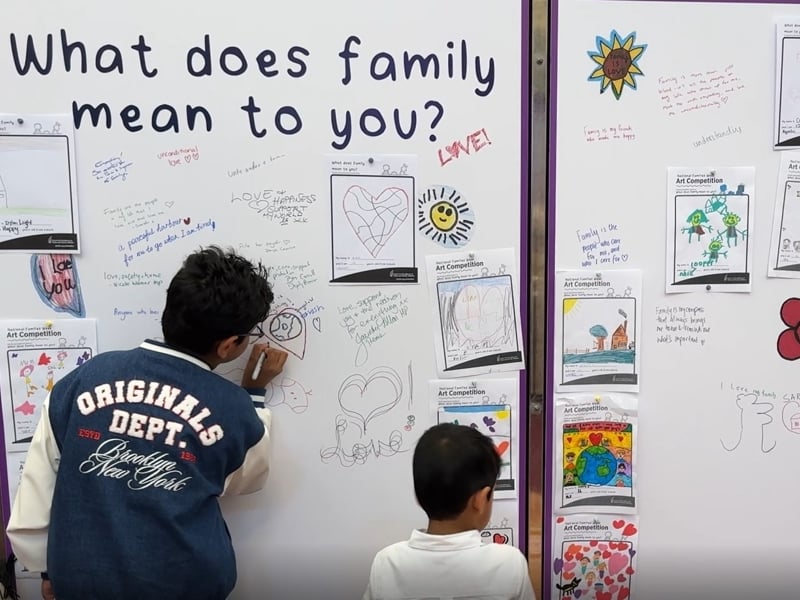 Children illustrate importance of family through art